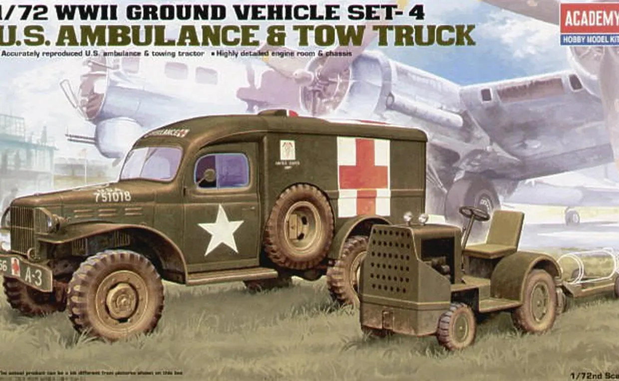 Academy 1/72 WWII Ground Vehicle Set 4 - Dodge Ambulance and Towing Tractor