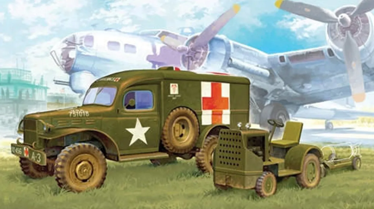 Academy 1/72 WWII Ground Vehicle Set 4 - Dodge Ambulance and Towing Tractor