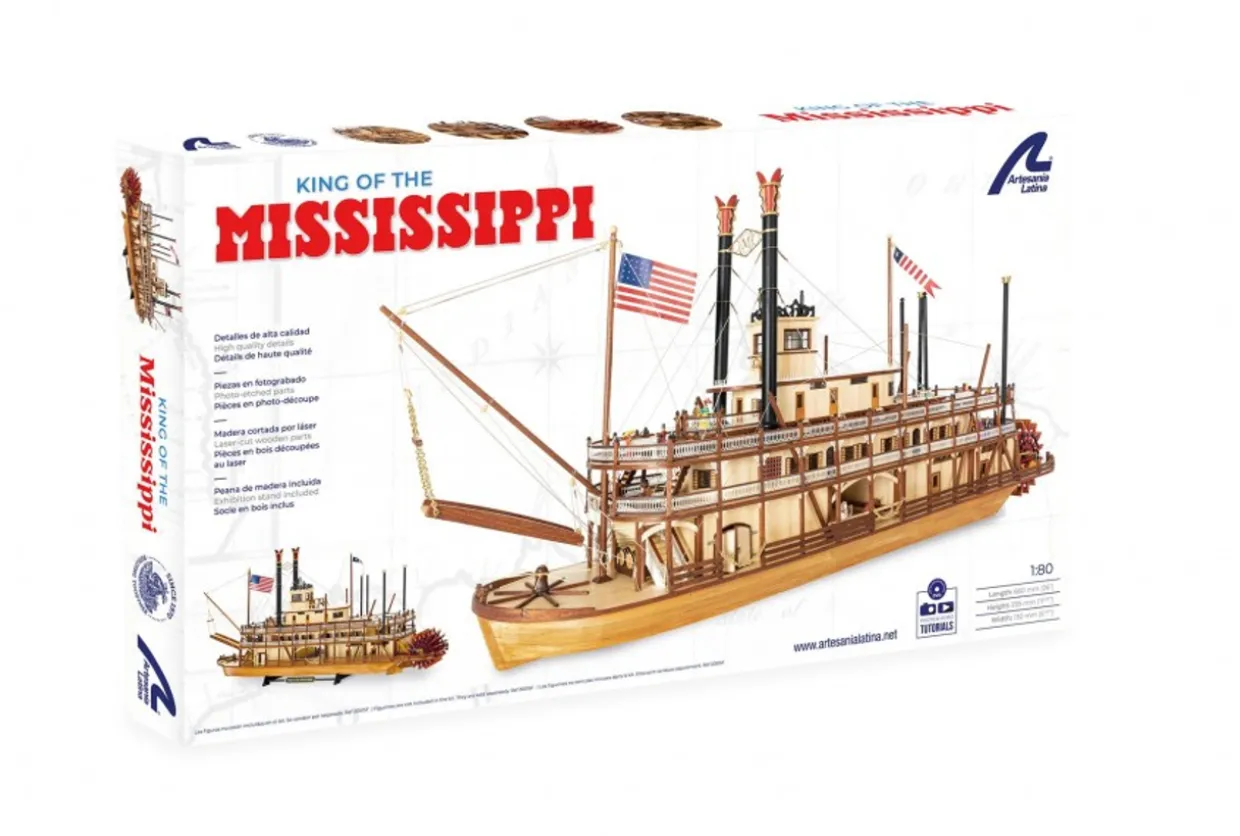 Artesania Latina 1/80 King of the Mississippi Paddle Steamer Wooden Ship Model Kit