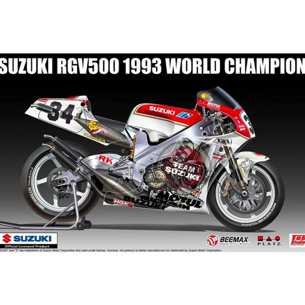 Beemax Suzuki 1/12 RGV500 1993 World Champion Moto 500 Model Kit