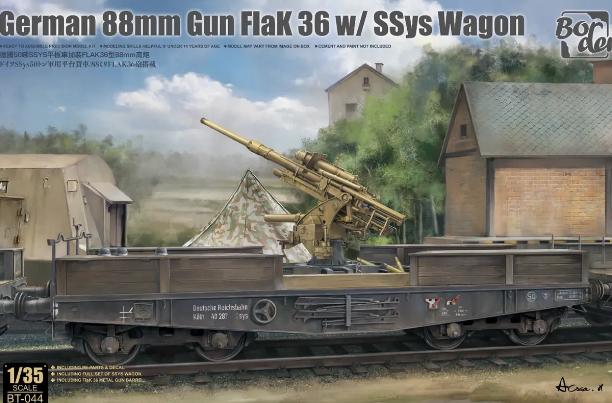Border Models 1/35 88mm FlaK 36 on SSys Railway Wagon