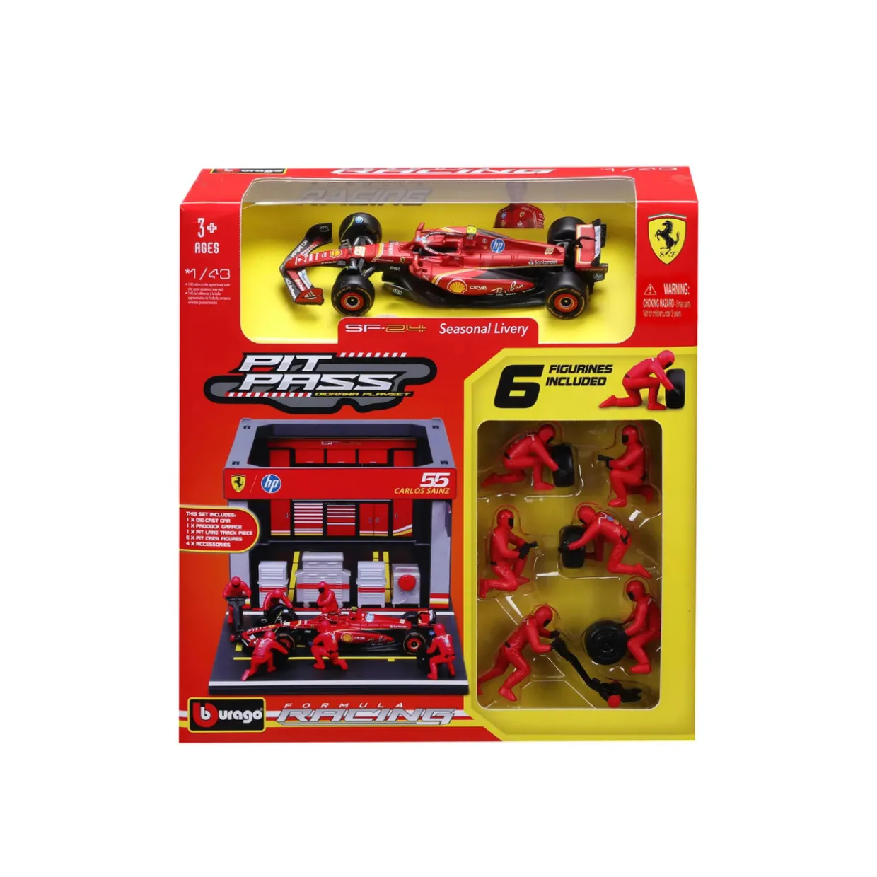 Burago 1/43 F1 Ferrari SF-24 Carlos Sainz Pit Pass Diorama