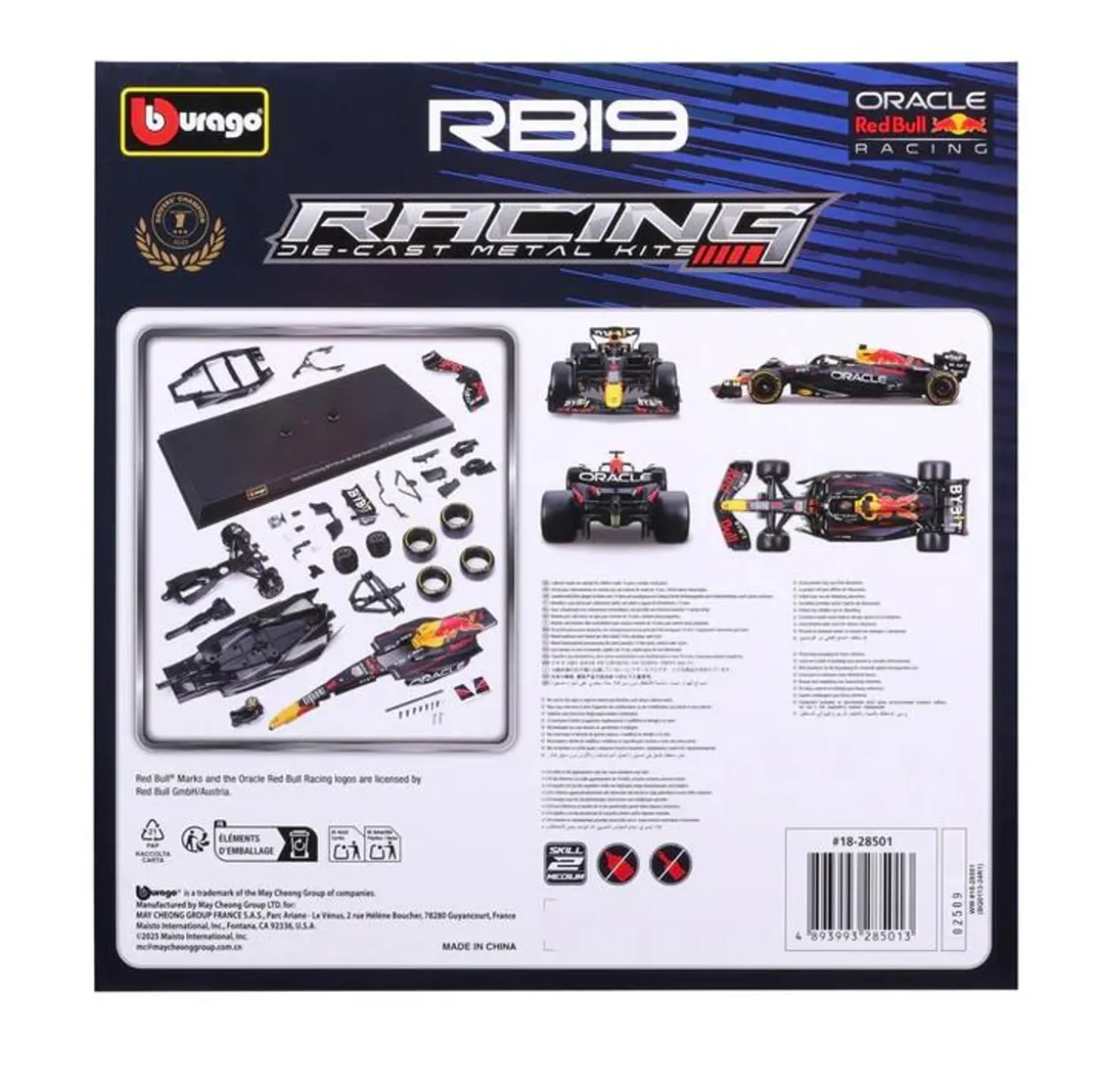 Burago 1/24 F1 Red Bull Racing RB19 2023 Verstappen Diecast Model Kit