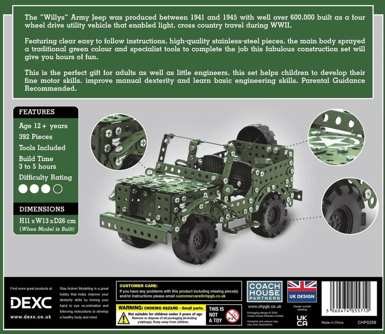 Coach House Partners - Army Jeep - Metal Construction Set