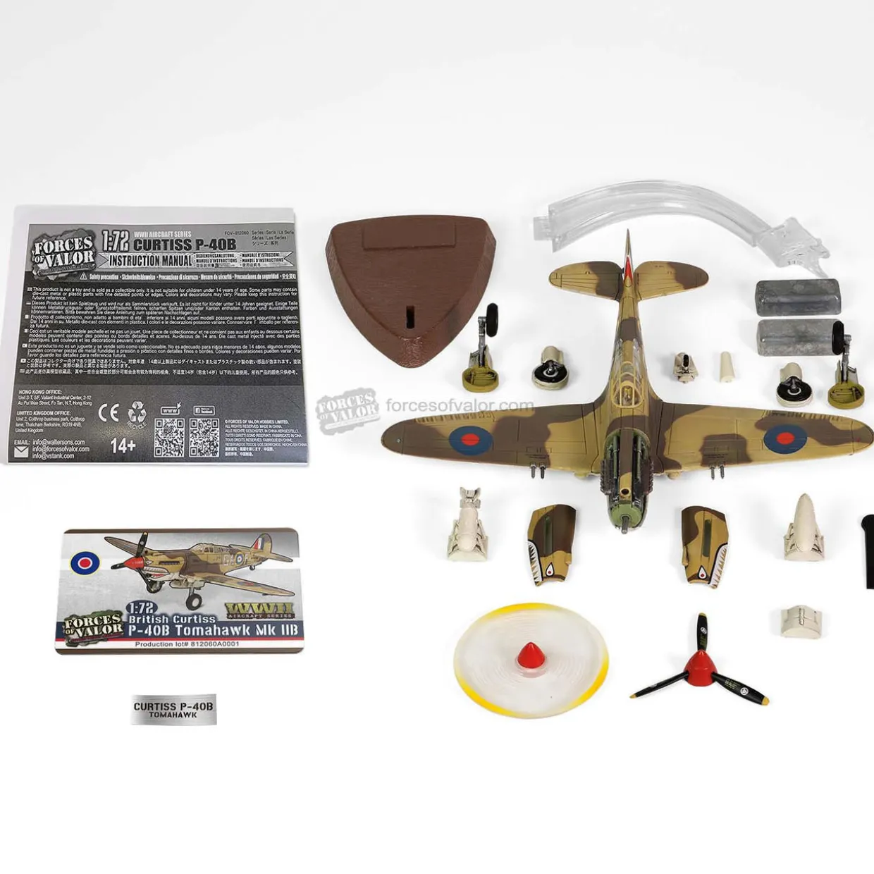 Forces Of Valor 1/72 Curtiss P-40B / Tomahawk Mk IB RAF 112 Squadron Diecast Model
