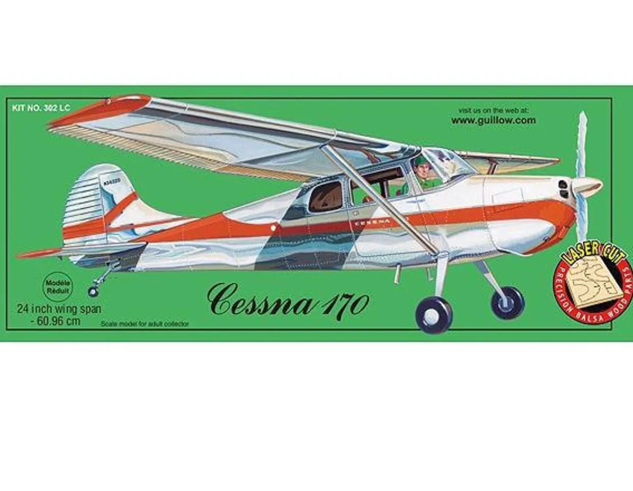 Guillow 1/18 Cessna 170 Balsa Model Kit
