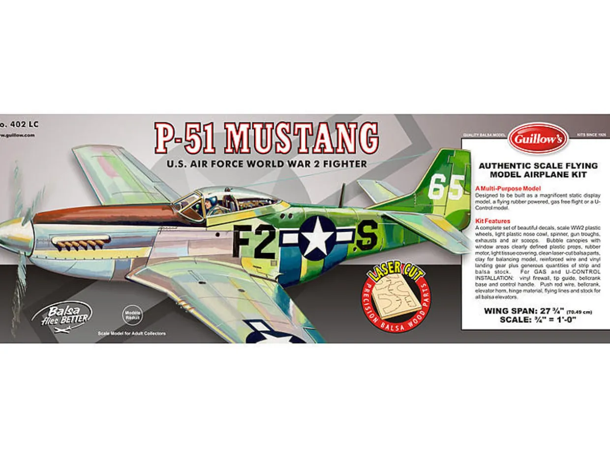 Guillow 1/16 P-51 Mustang Balsa Model Kit