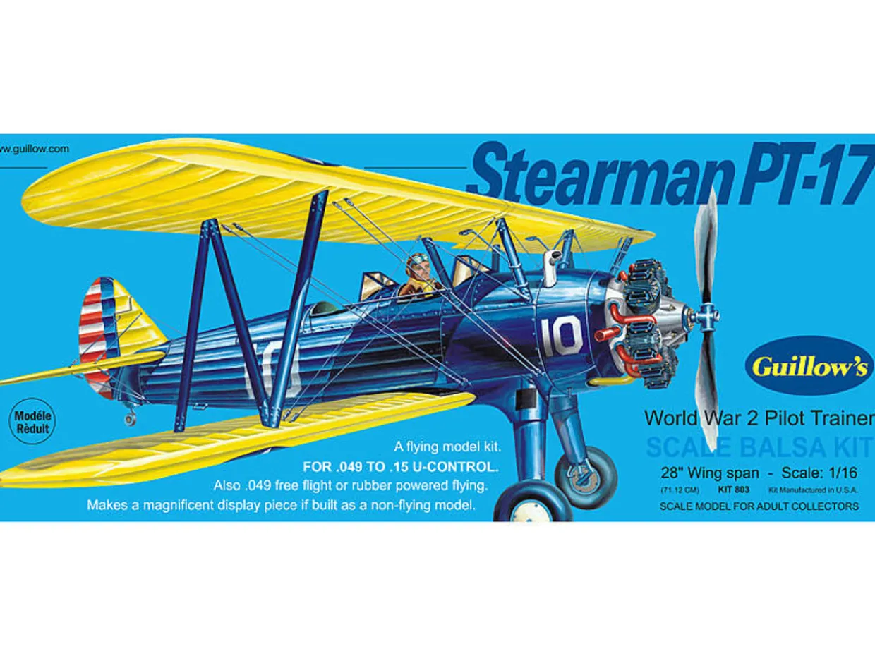 Guillow 1/16 Stearman PT-17 Balsa Model Kit