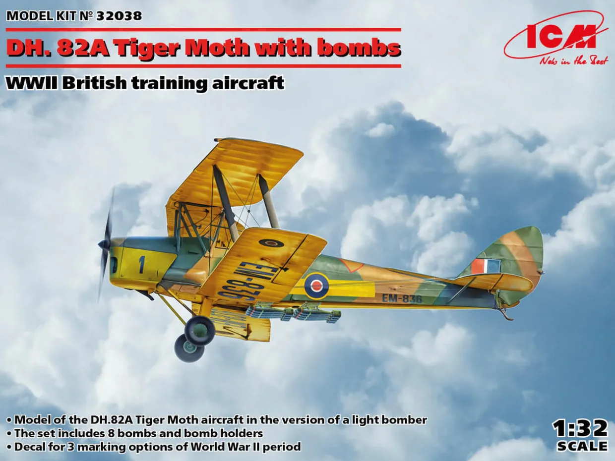 ICM 1/32 de Havilland DH.82A Tiger Moth with Bombs Model Kit