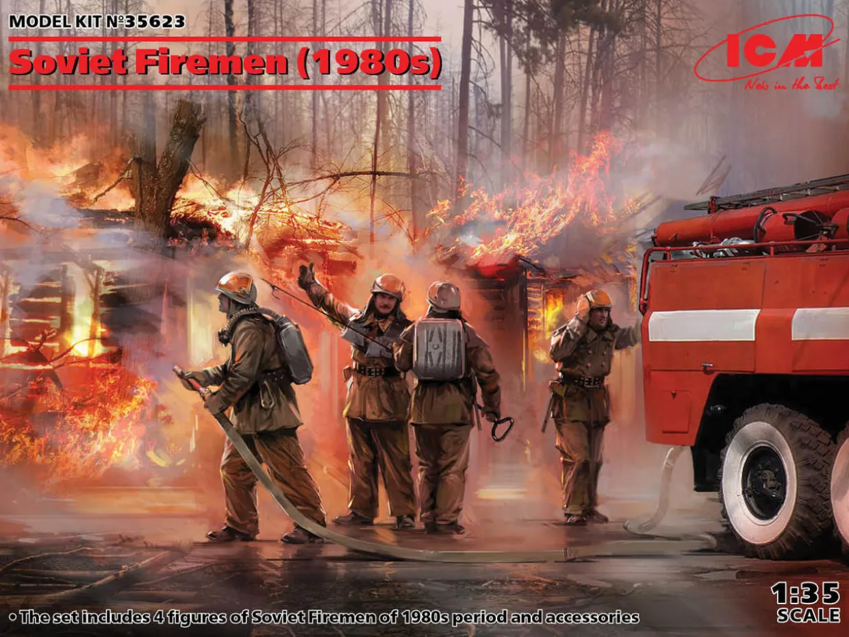 ICM 1/35 1980s Soviet Firemen Model Figures