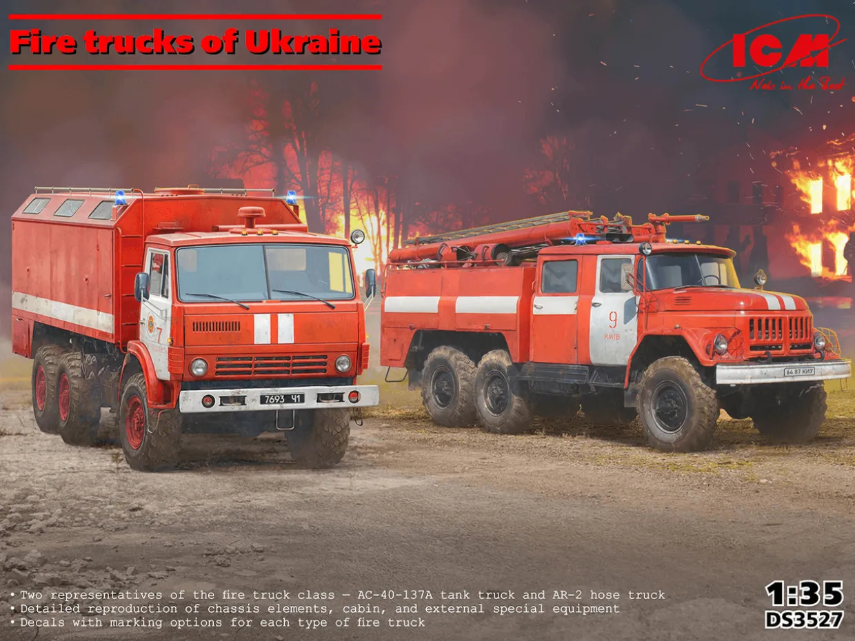 ICM 1/35 Ukrainian Fire Trucks - AC-40-137A and AR-2