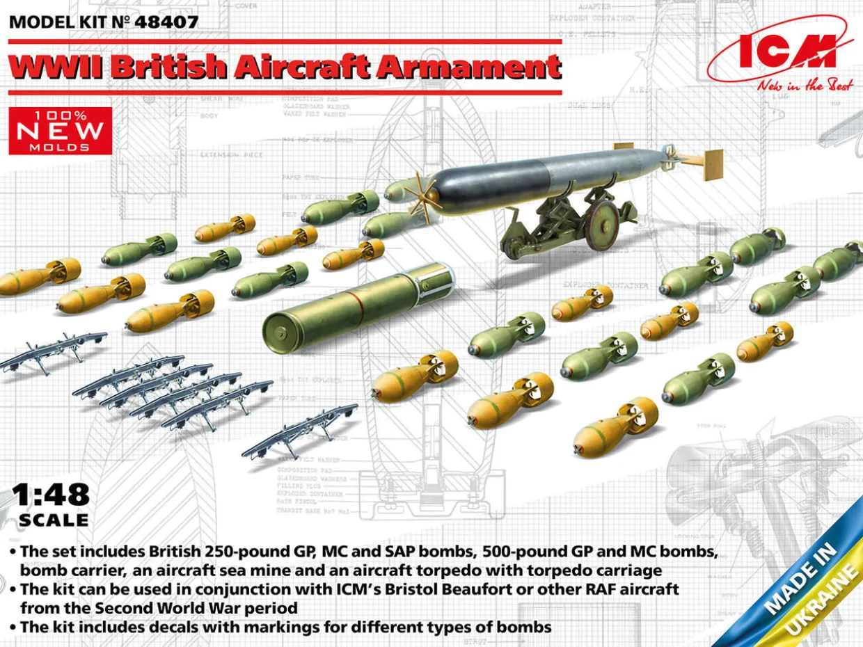 ICM 1/48 WWII British Aircraft Armament Model Kit