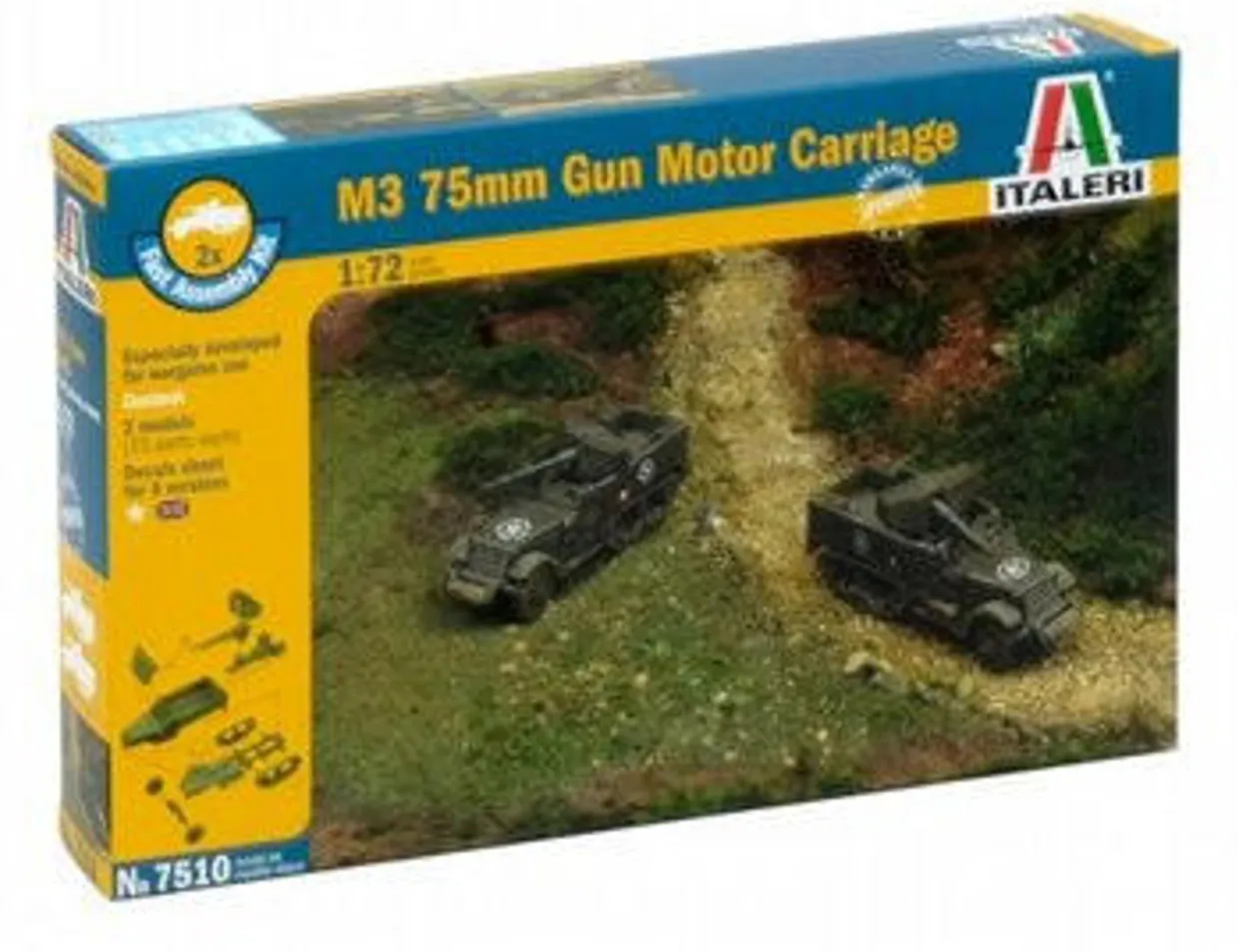 Italeri 1/72 M3 75mm Motor Carriage Fast Assembly Model Kit