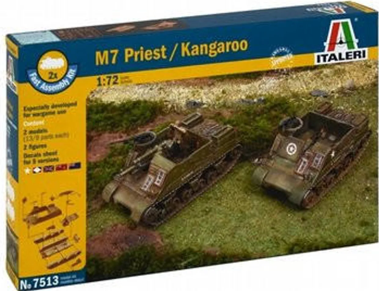 Italeri 1/72 M7 Priest 105mm HMC/Kangaroo Fast Assembly Model Kit