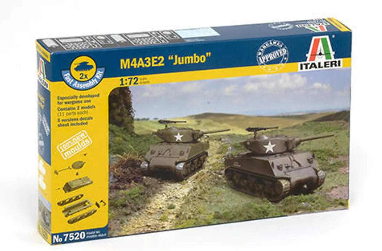 Italeri 1/72 M4A3 E2 Jumbo Fast Assembly Model Kit