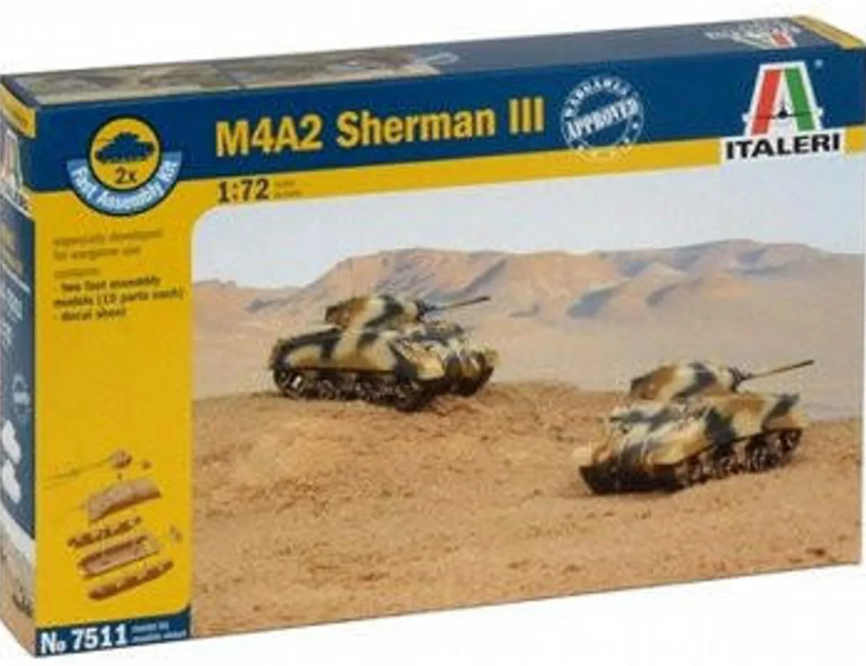 Italeri 1/72 M4A2 Sherman III Fast Assembly Model Kit
