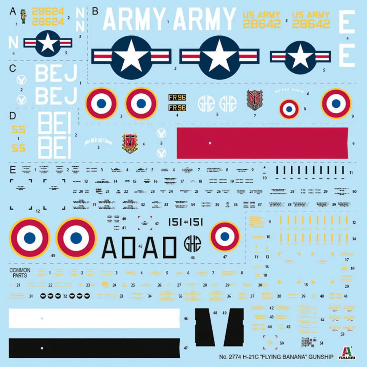 Italeri 1/48 Piasecki H-21C Flying Banana GunShip Model Kit