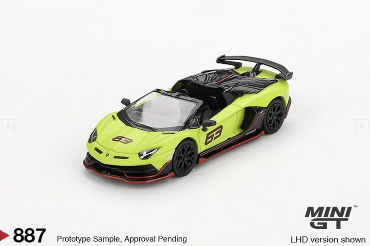 Mini GT 1/64 Lamborghini Aventador SVJ 63 Roadster Verde Shock (RHD)
