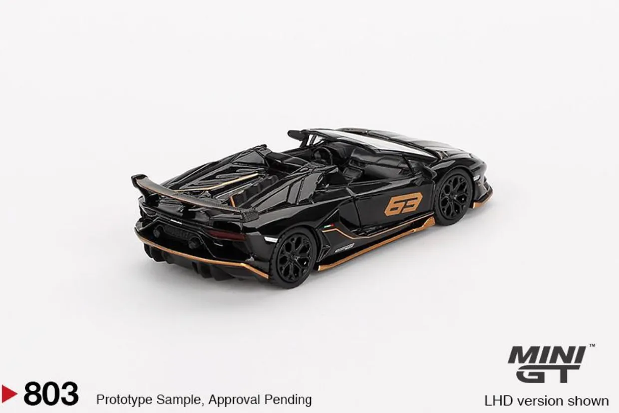 Mini GT 1/64 Lamborghini Aventador SVJ 63 Roadster Nero Aldebaran (LHD)