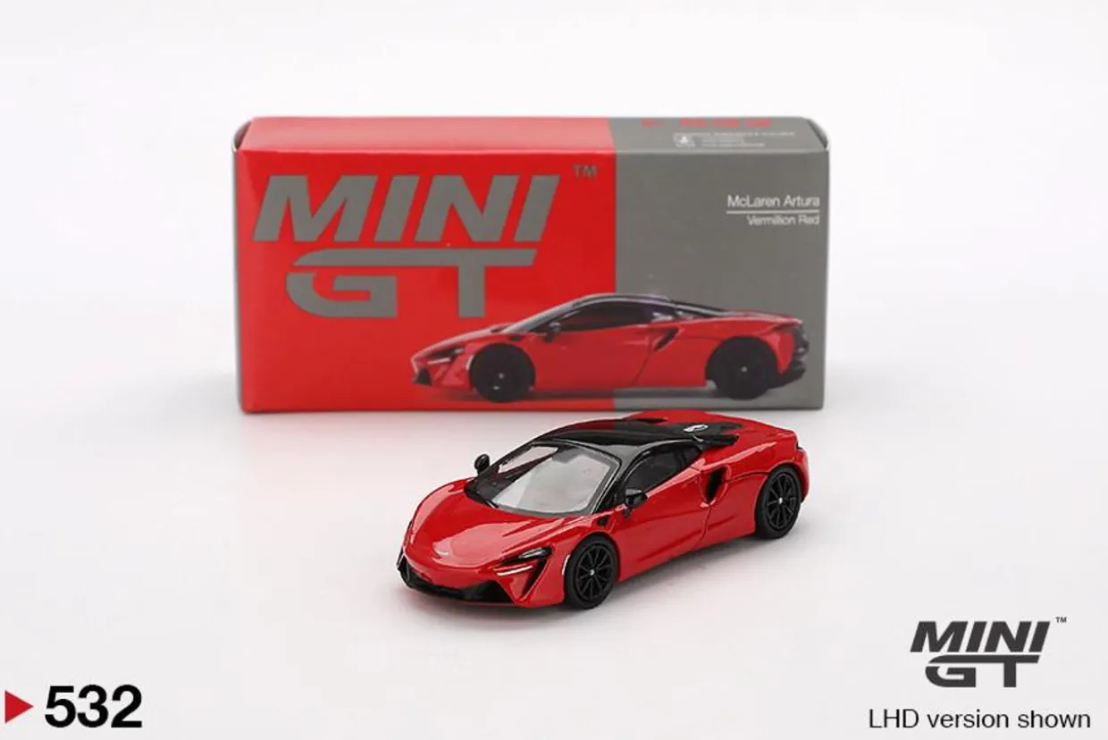 Mini GT 1/64 Mclaren Artura Vermillion Red 2023 (RHD)