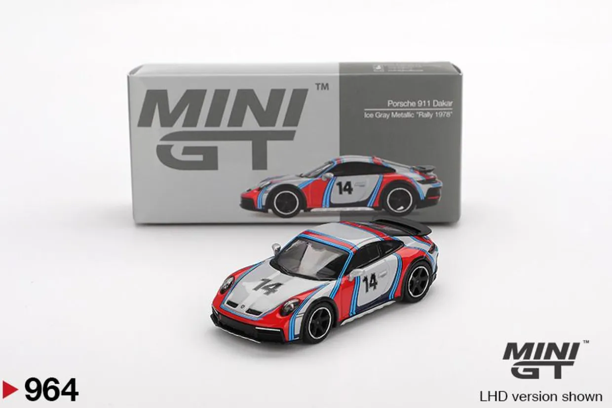 Mini GT 1/64 Porsche 911 Dakar Ice Grey Metallic "Rally 1978"