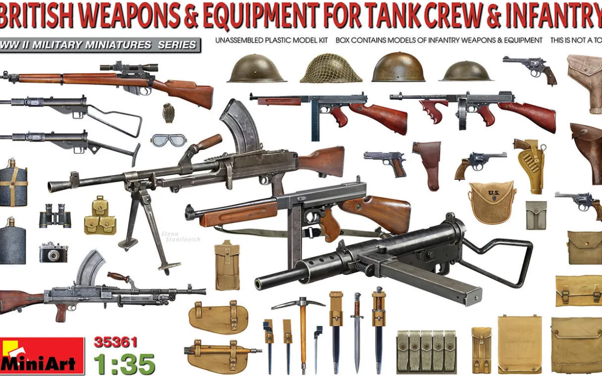 MiniArt 1/35 British Weapons & Equipment For Tank Crew & Infantry Model Kit