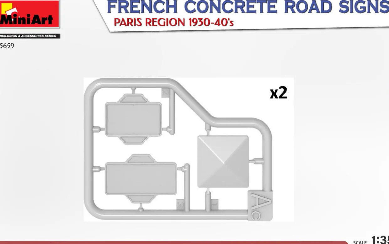 MiniArt 1/35 French Concrete Road Signs Paris 1930-40 Model Kit