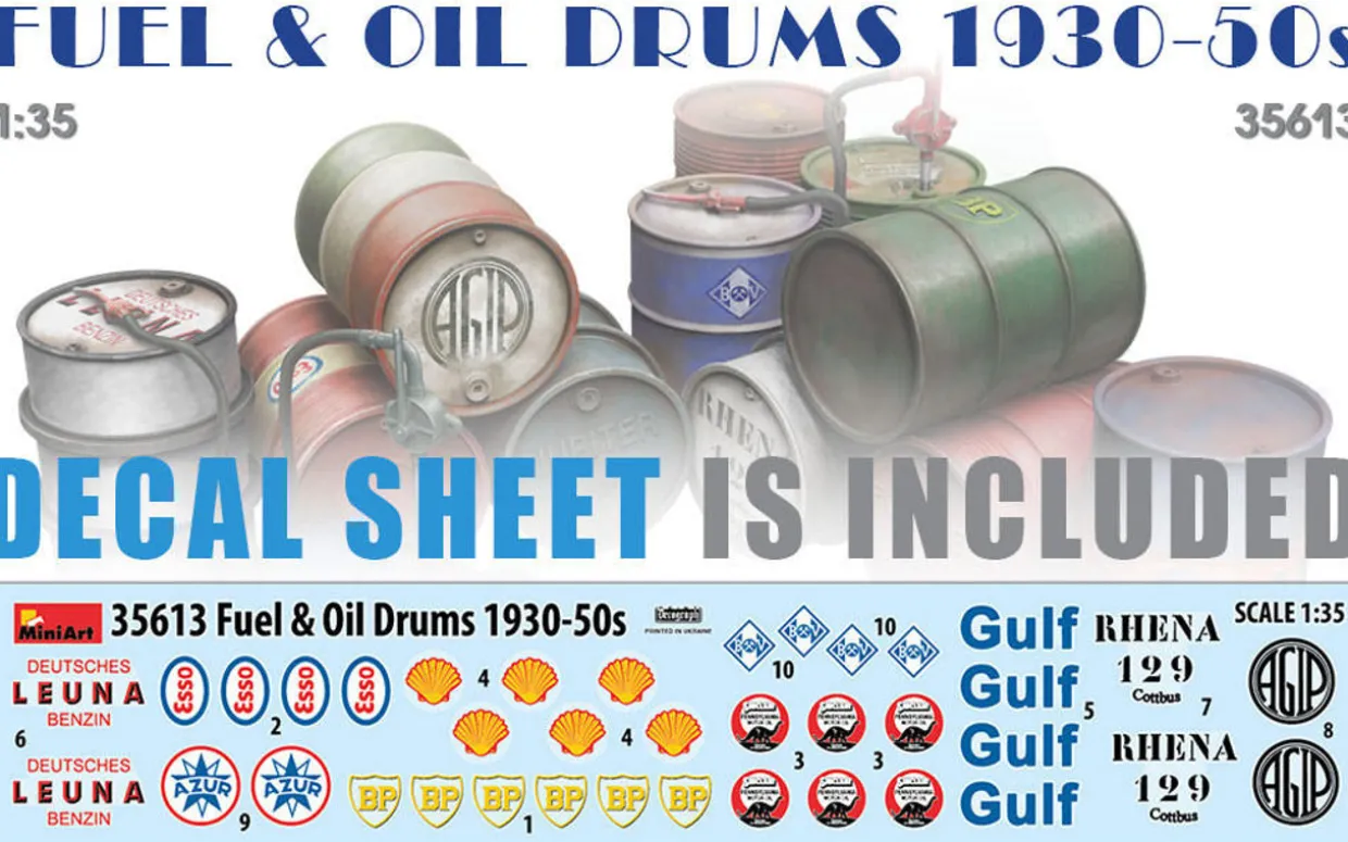 MiniArt 1/35 Fuel and Oil Drums 1930-50s Model Kit