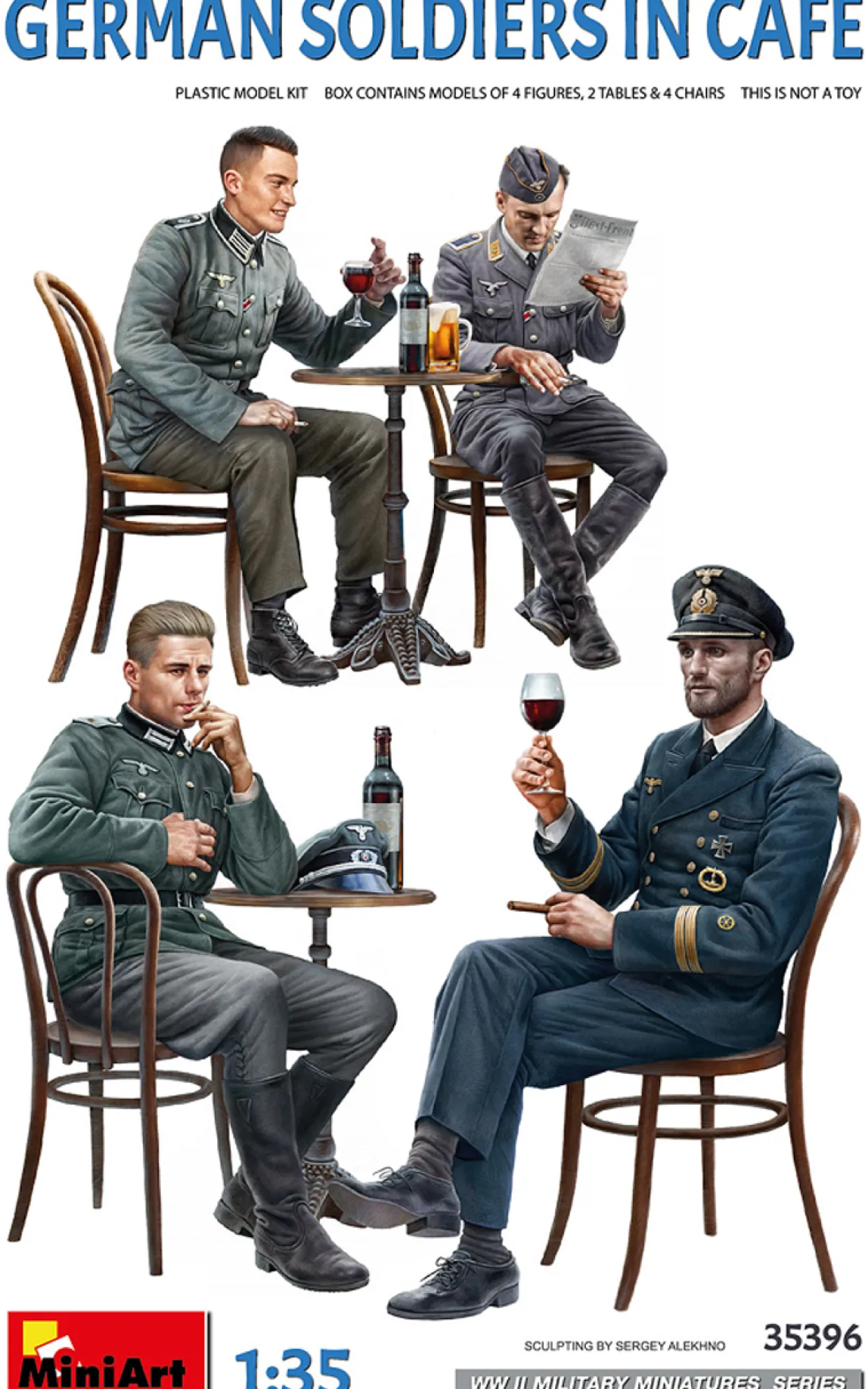MiniArt 1/35 German Soldiers in Cafe Model Figures
