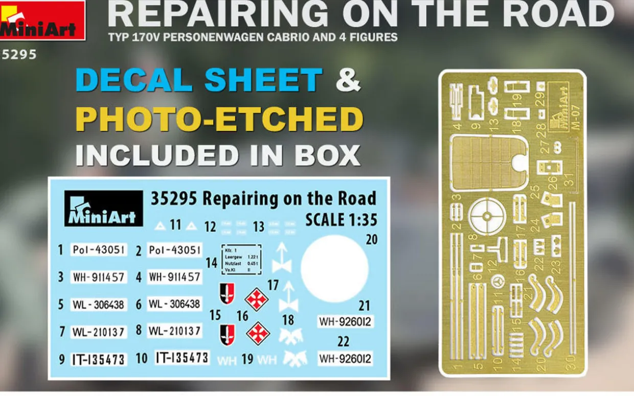 MiniArt 1/35 Mercedes-Benz 170 Cabrio Repairing on the Road Model Kit