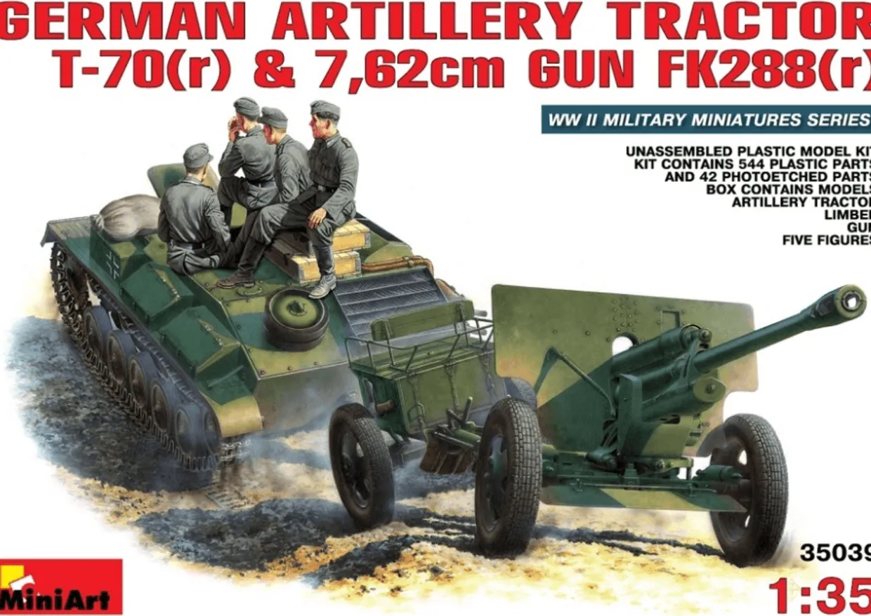 MiniArt 1/35 T-70(r) Artillery Tractor & 7.62cm FK 288(r)