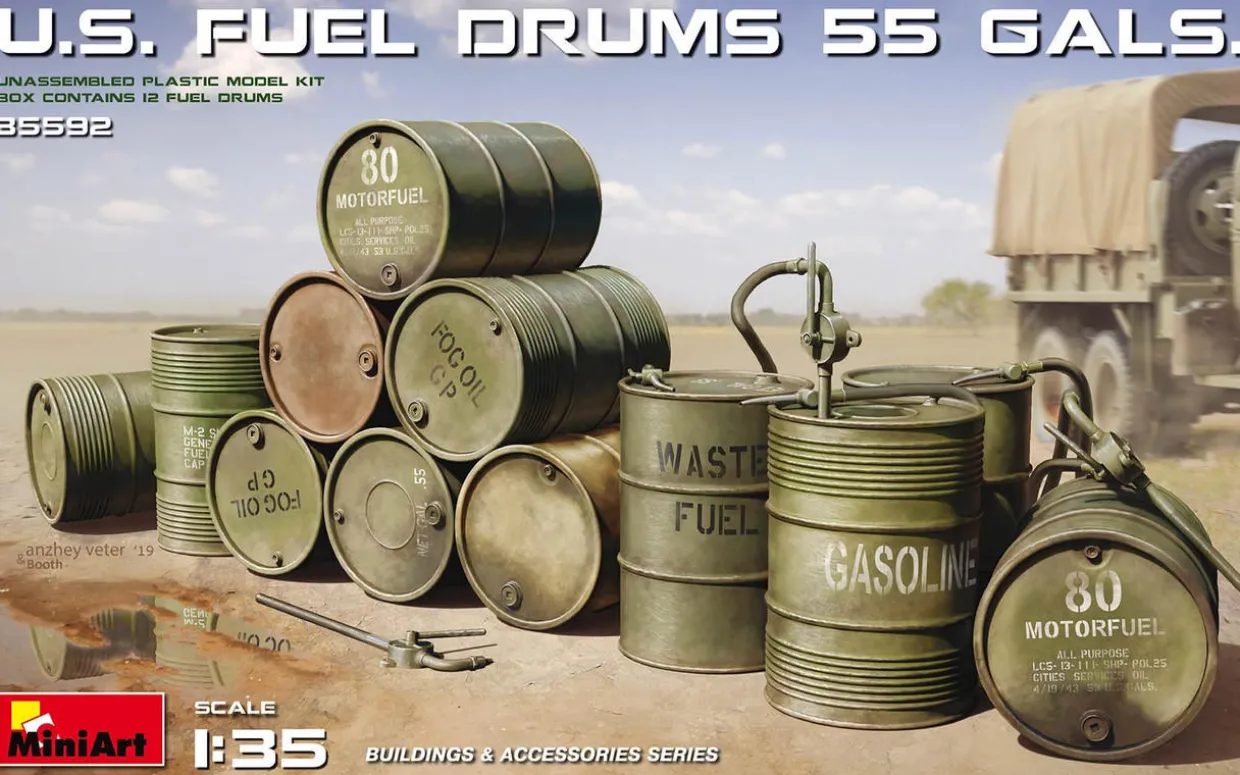 MiniArt 1/35 US 55 Gal Fuel Drums Model Kit