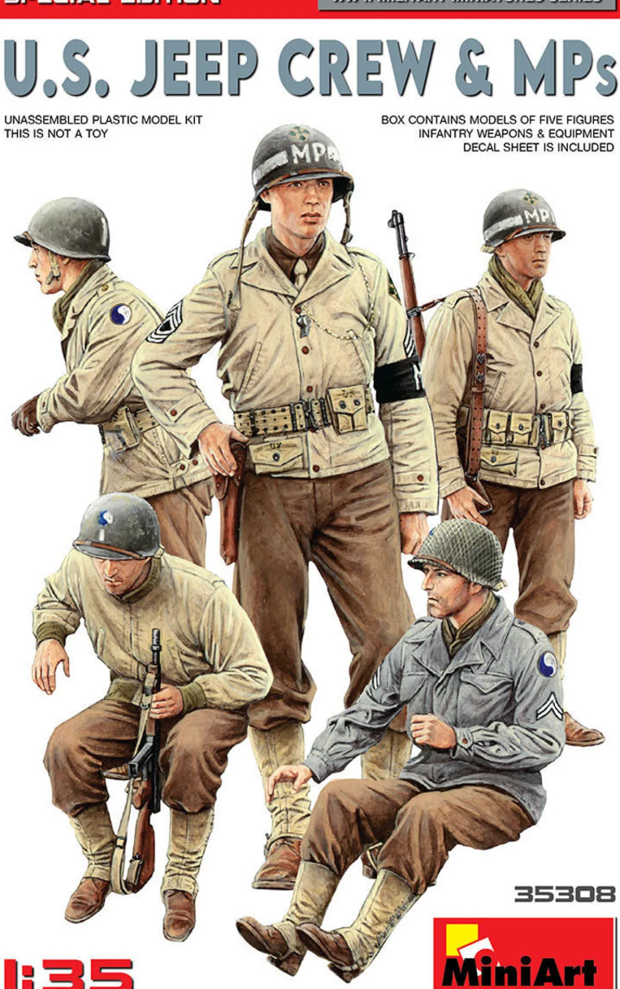 MiniArt 1/35 US Jeep Crew and MPs Special Edition Model Figures