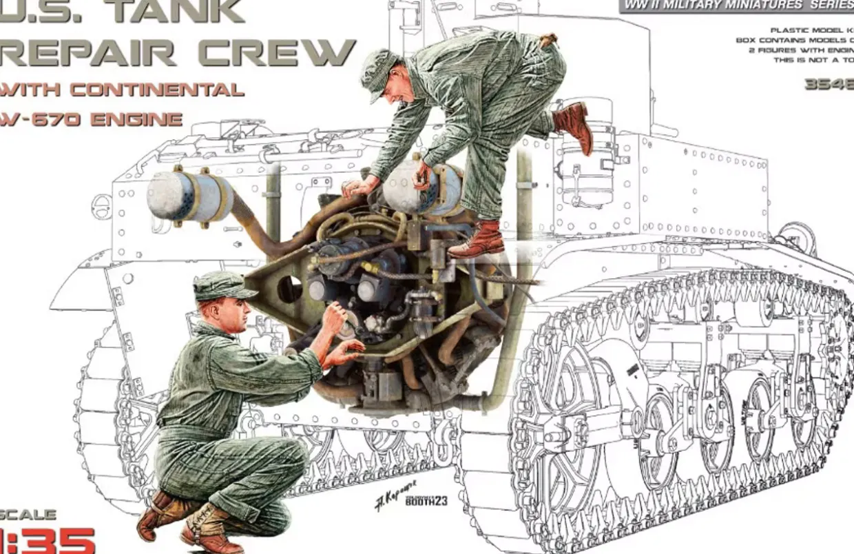 MiniArt 1/35 US Tank Repair Crew with Continental W-670 Engine