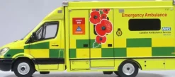 Oxford Diecast 1/76 Mercedes Ambulance London Ambulance Service (Remembrance Day)