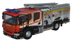 Oxford Diecast 1/76 Scania Fire Pump Ladder Humberside Fire And Rescue (Remembrance Day)