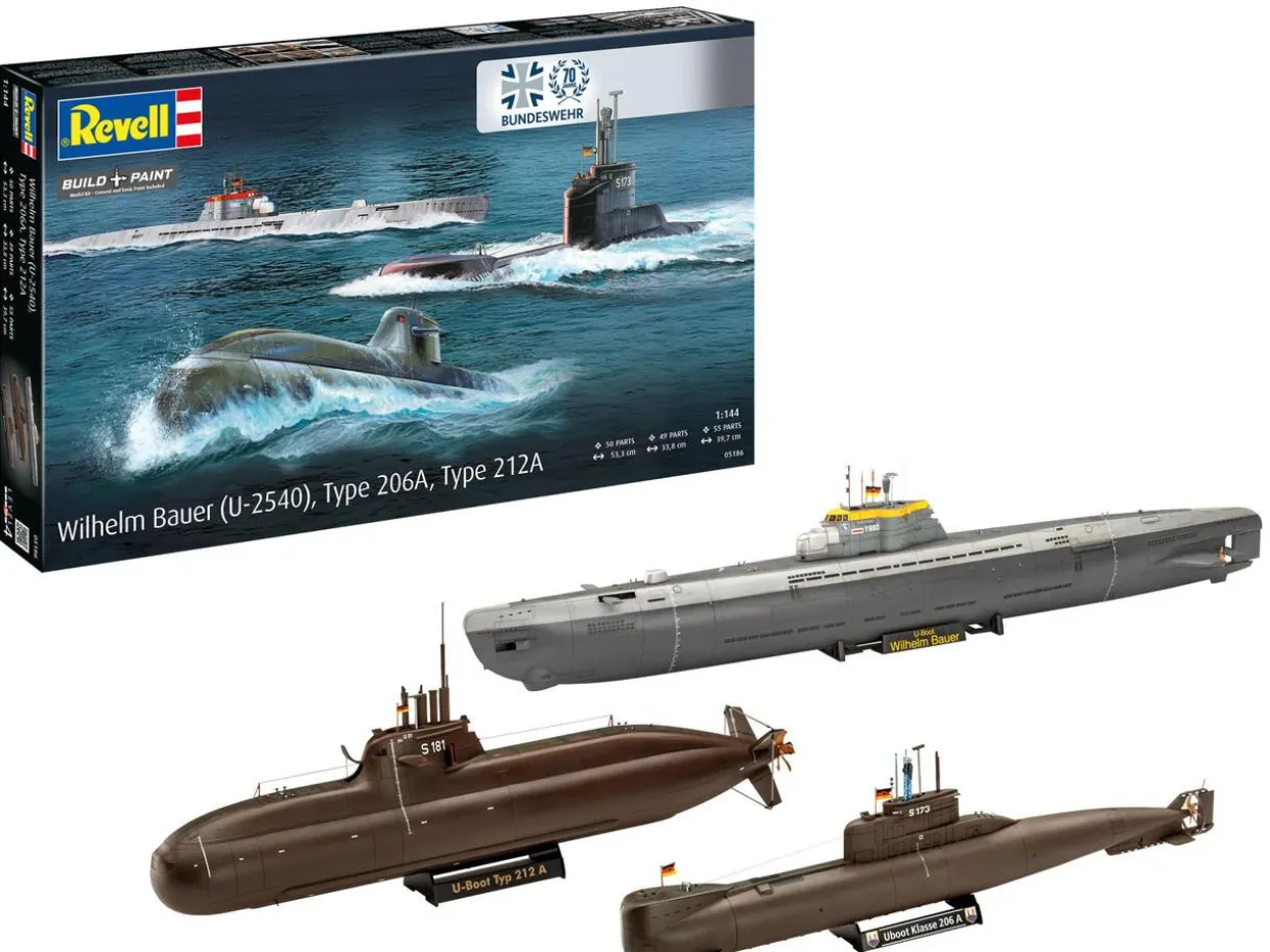 Revell 1/144 70 Years of Bundeswehr - Submarines - Wilhelm Bauer, Type 206A, and Class 2