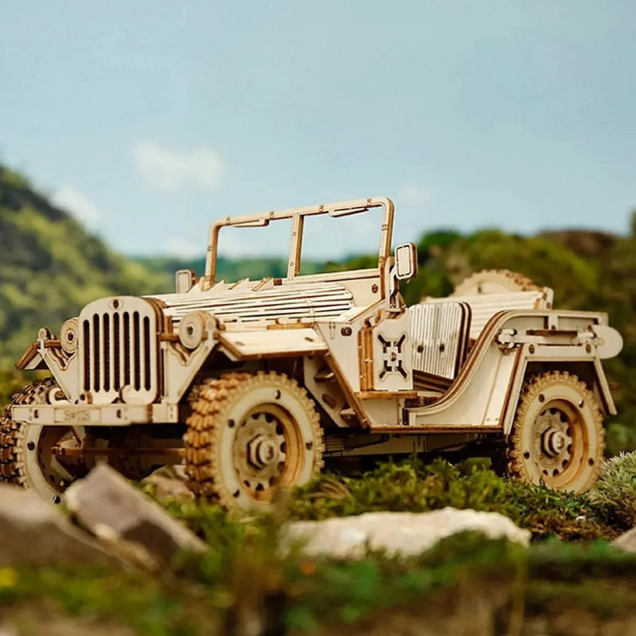 Rokr Army Jeep 3D Wooden Puzzle Model Kit