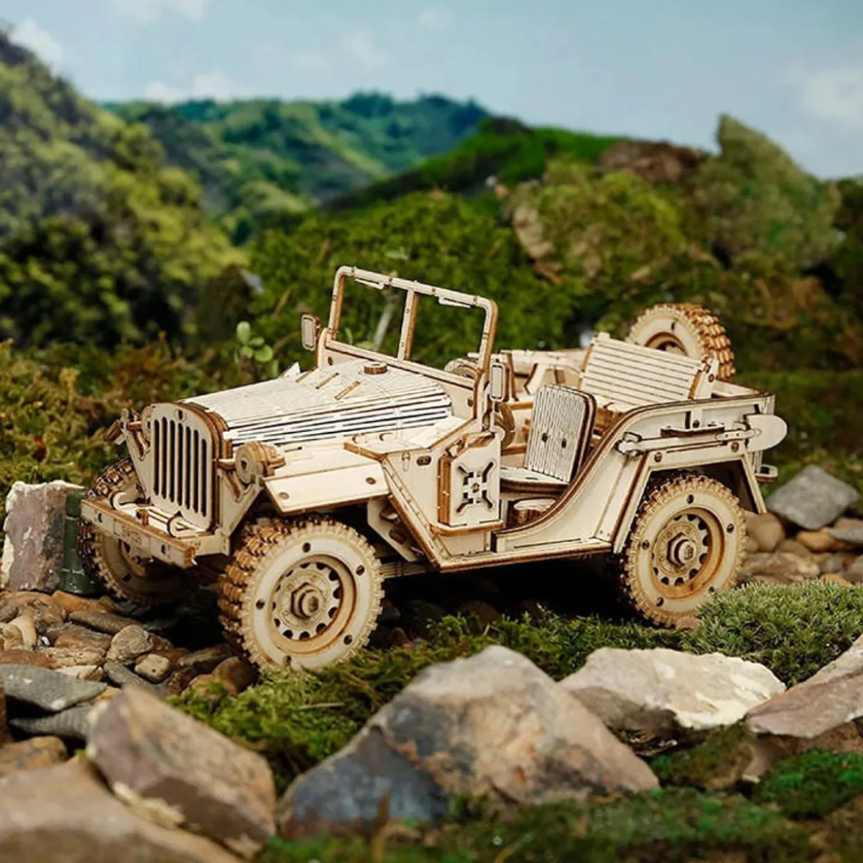 Rokr Army Jeep 3D Wooden Puzzle Model Kit