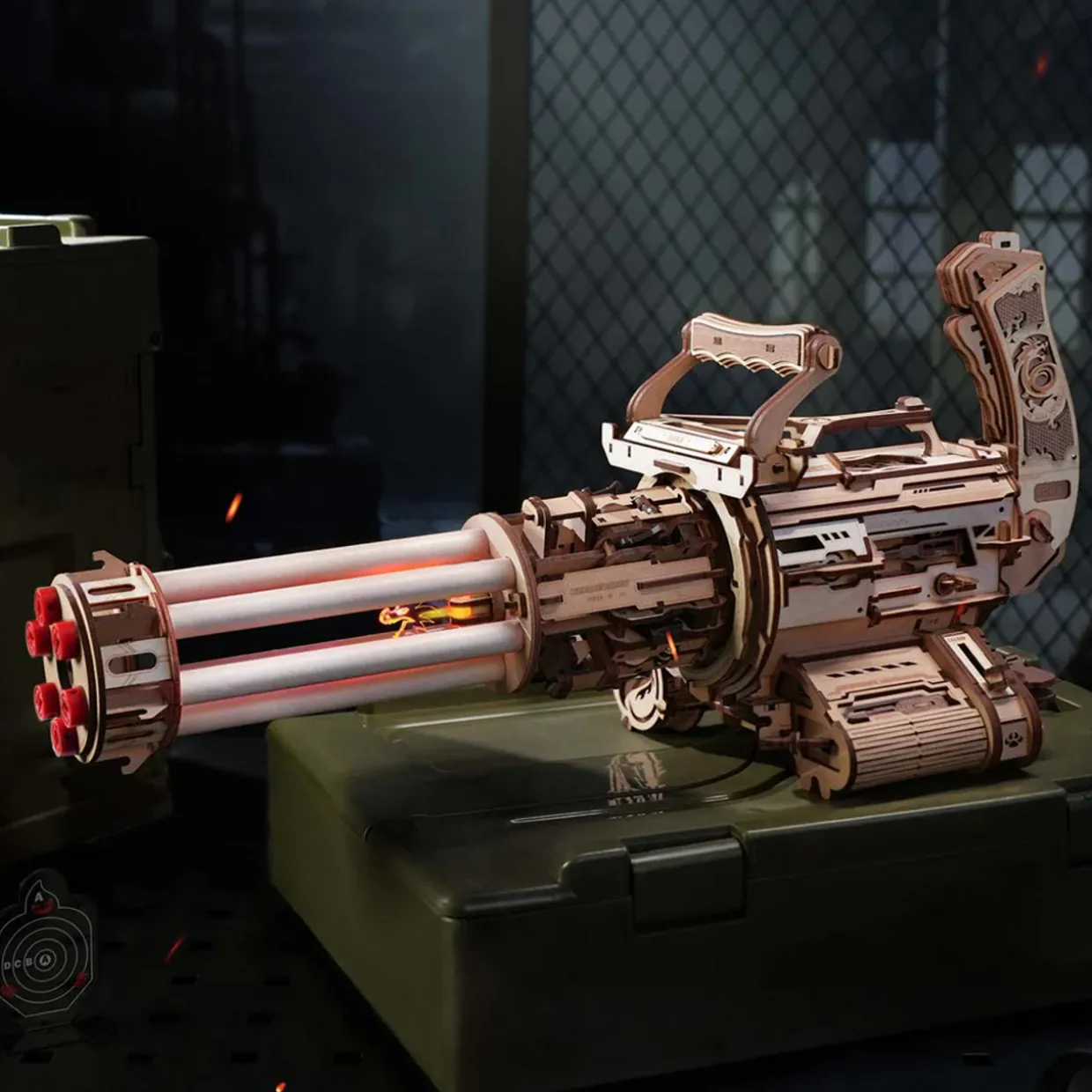 Rokr Rotating-Barrel Toy Minigun Mechanical 3D Wooden Kit