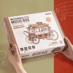 Rokr Stagecoach Mechanical Music Box 3D Wooden Model Kit