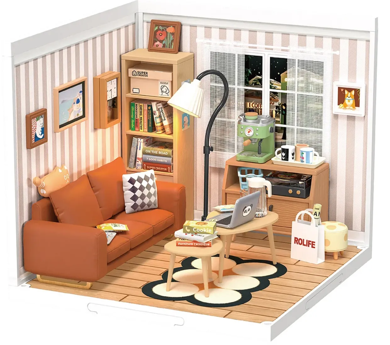 Rolife Cozy Living Lounge Plastic Diorama Kit