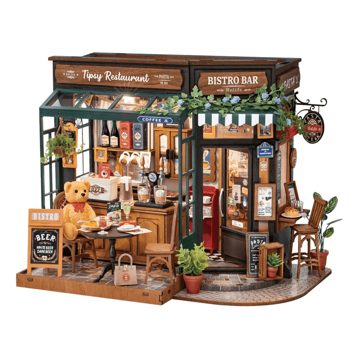 Rolife Tipsy Restaurant Wooden Diorama Kit