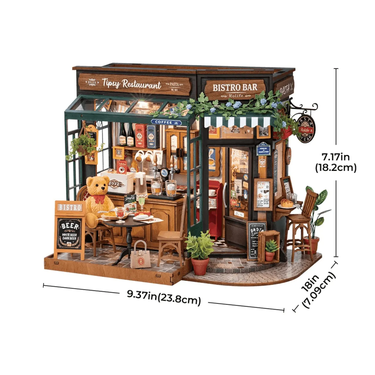 Rolife Tipsy Restaurant Wooden Diorama Kit