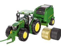 Siku 1/32 John Deere 6175R with Round Bailer and Bales Diecast Model