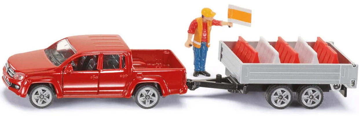 Siku 1/55 Volkswagen Amarok Pick-Up with Tipping Trailer Diecast Model