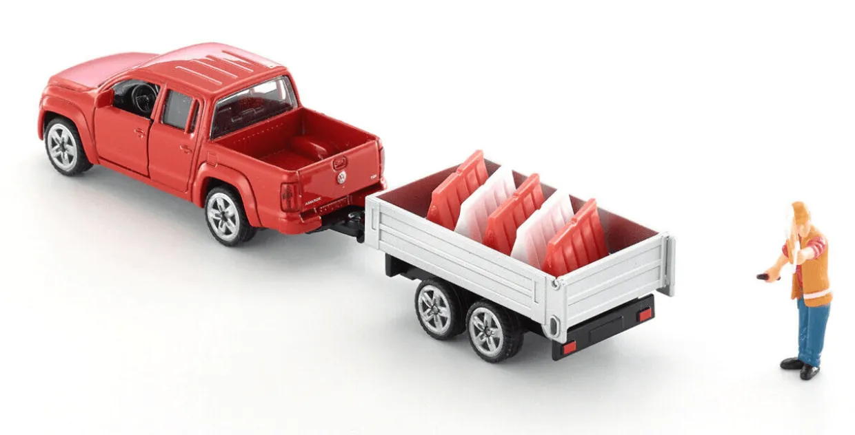 Siku 1/55 Volkswagen Amarok Pick-Up with Tipping Trailer Diecast Model