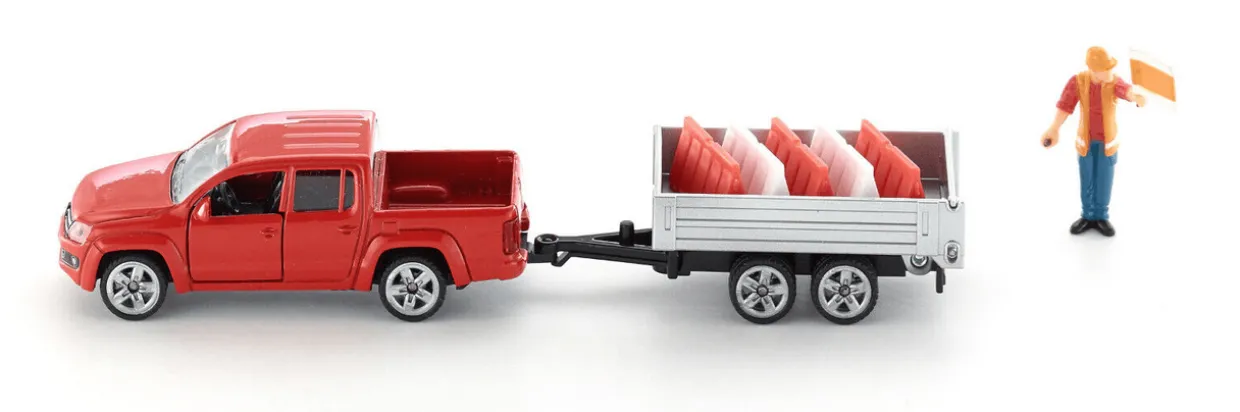 Siku 1/55 Volkswagen Amarok Pick-Up with Tipping Trailer Diecast Model