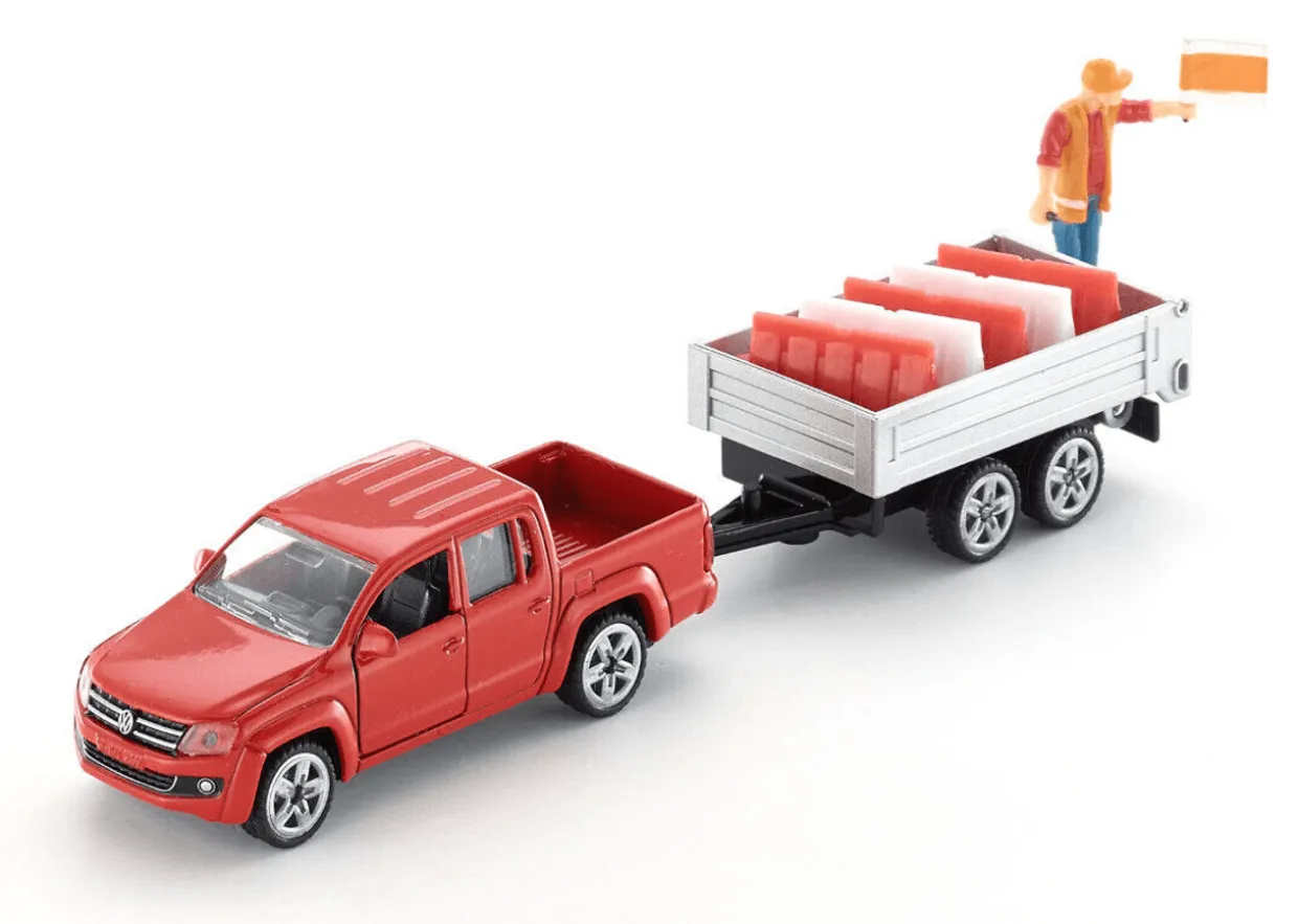 Siku 1/55 Volkswagen Amarok Pick-Up with Tipping Trailer Diecast Model