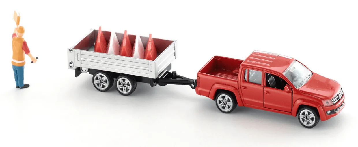 Siku 1/55 Volkswagen Amarok Pick-Up with Tipping Trailer Diecast Model